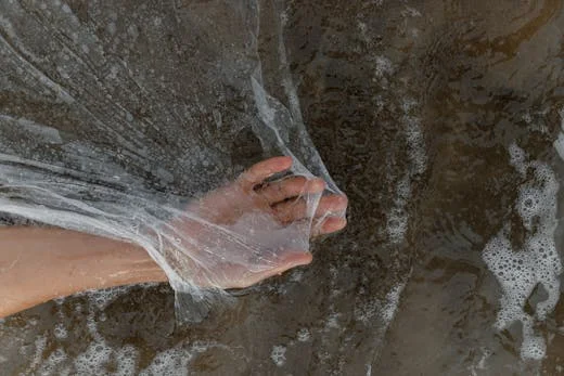 plástico biodegradable en agua de mar