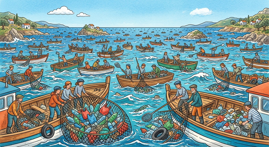7.000 pescadores y una misión: recuperar plástico del Mediterráneo para crear materiales reciclados