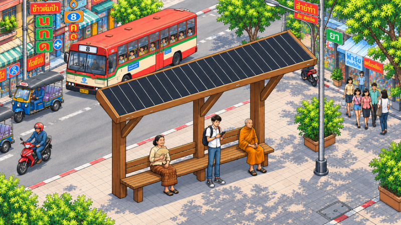 Paradero de buses: la estructura urbana que puede almacenar carbono y generar energía limpia