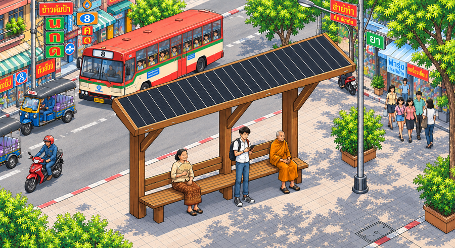 Paradero de buses: la estructura urbana que puede almacenar carbono y generar energía limpia